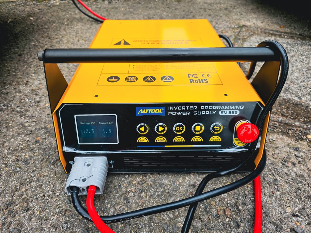 Close up of a battery support unit