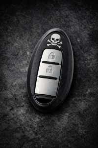Car key with skull and crossbones