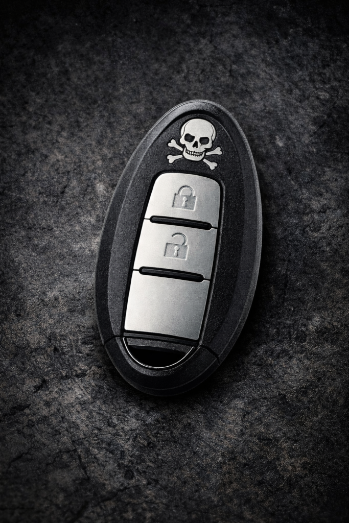 Car key with skull and crossbones