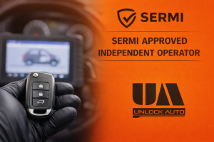 Sermi Image stating SERMI approved independent operator and Unlock Auto logo